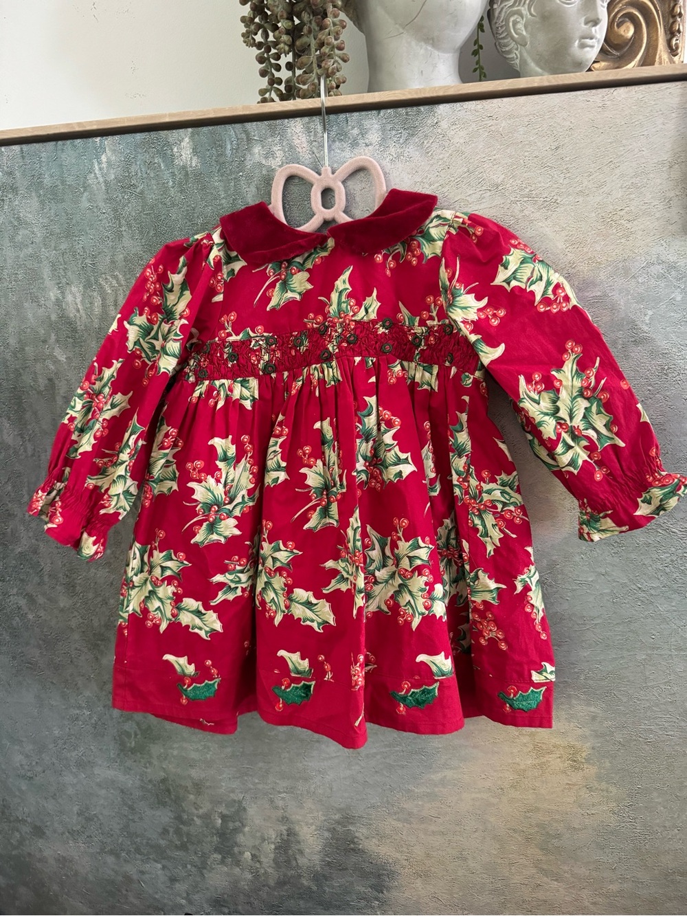 Vintage ~ Cornelloki COTTON 100% COTON
12M Red Holiday Holly Dress